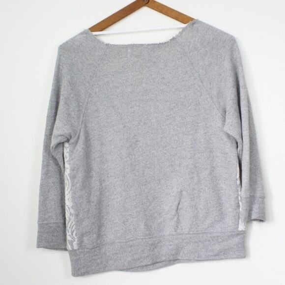 Urban Outfitters Staring at Stars Sweatshirt Women's Size Small Gray Lace - Picture 2 of 3
